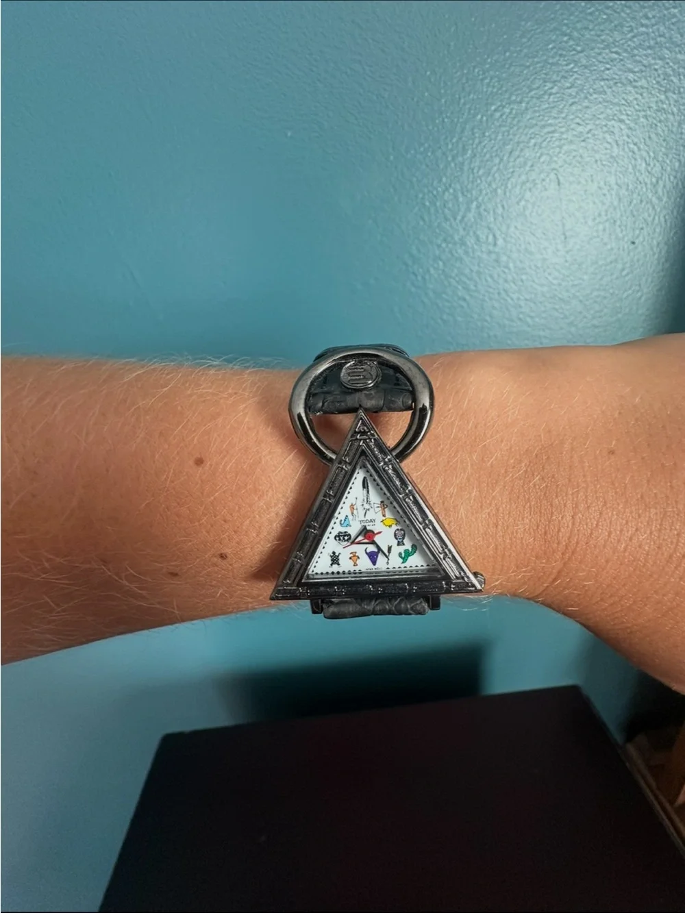 Triangular Novelty Watch with Black Strap